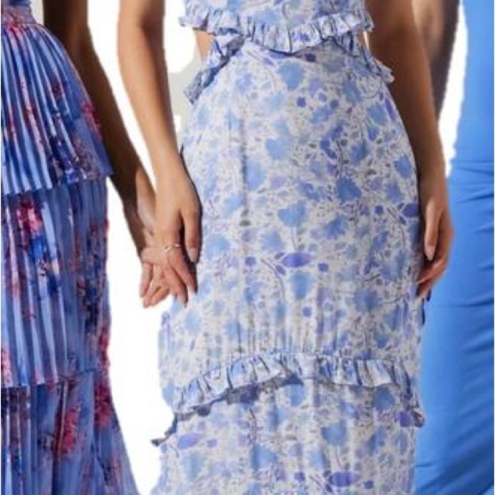 Floral Blue Ruffle Skirt